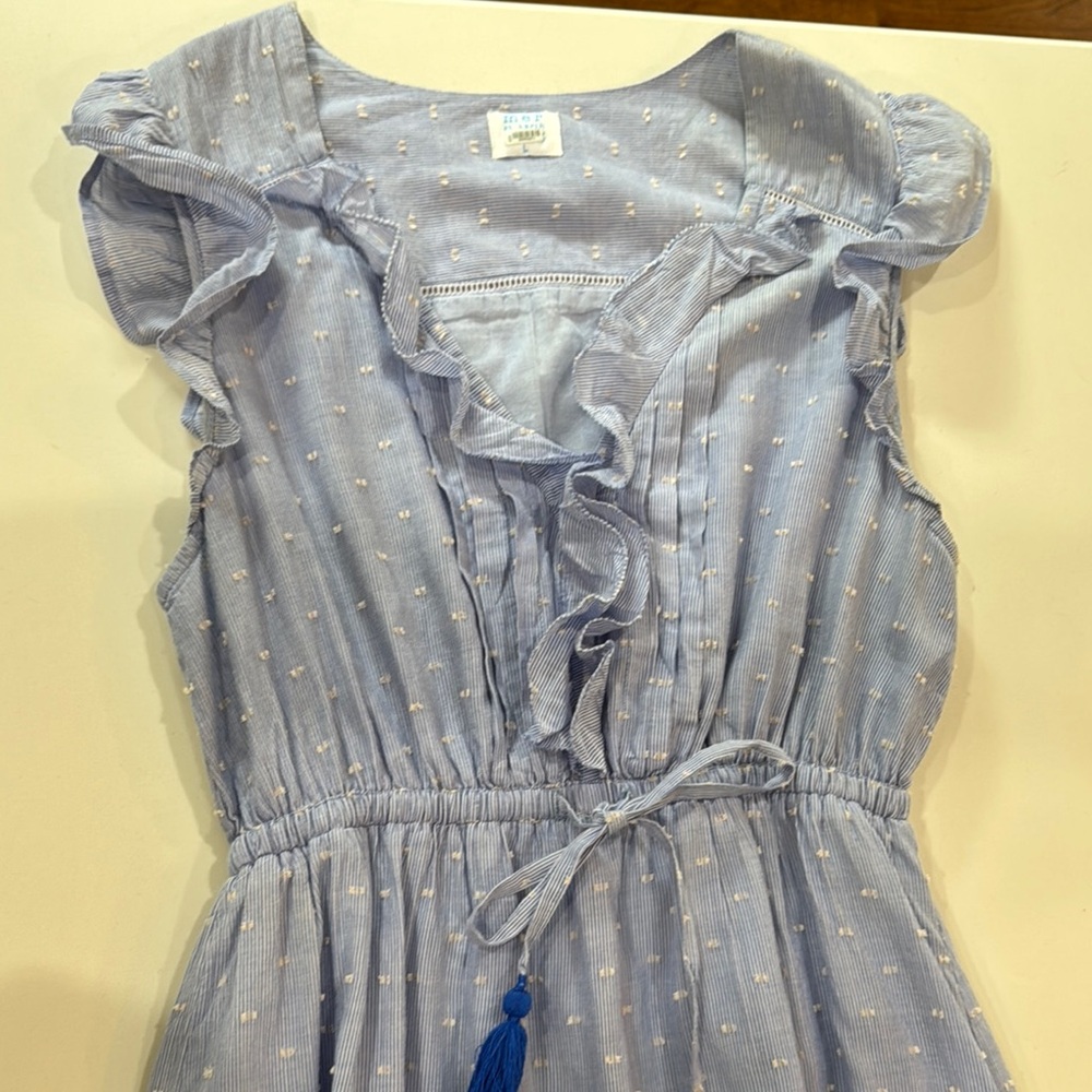Blue Gray Empire Waist Sundress with Ruffles - Picture 4 of 4